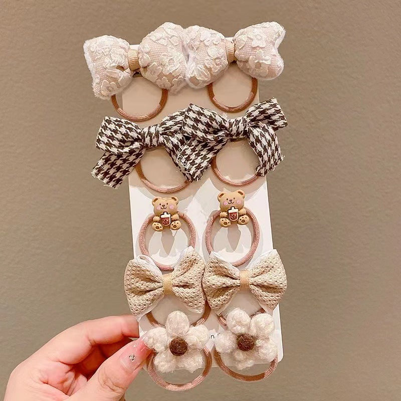Wholesale Multi Piece Set Autumn and Winter Plush Hair Clip, Children's Coffee Color Cute Forehead Bangs Hair Clip